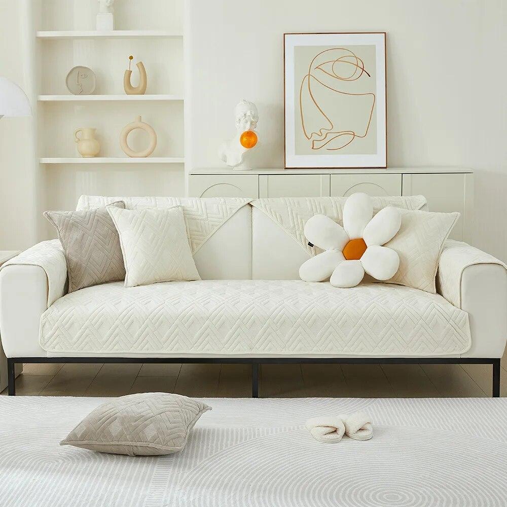Thickened Non-Slip Sofa Cover Cover Towel Simple Modern Plush Winter Crystal Velvet Sofa Cushion Solid Color