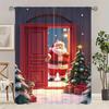 Modern Set Of 2 Christmas Santa Claus Tree Pattern Printed Curtains Decorations Home Room Curtain Polyester