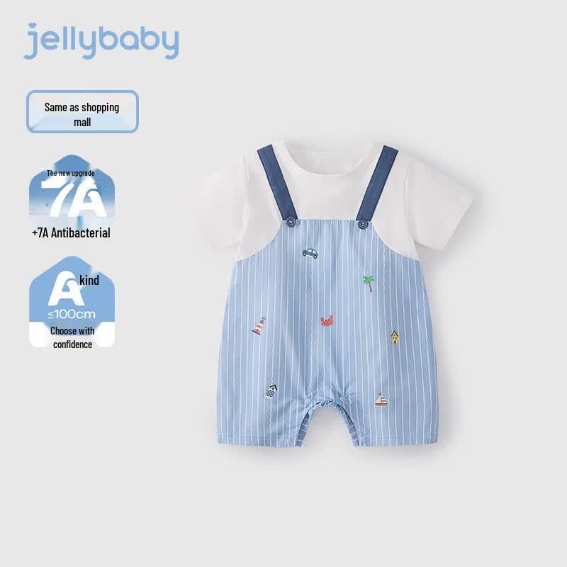 JELLYBABY Boys  Academy Style Short Sleeve Faux Two-Piece Romper 80