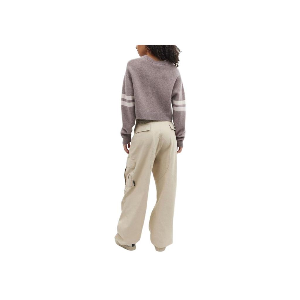 Coach Solid Color Pocket Mid Waist Button Cargo Pants Women Pants Khaki CN461-KHA