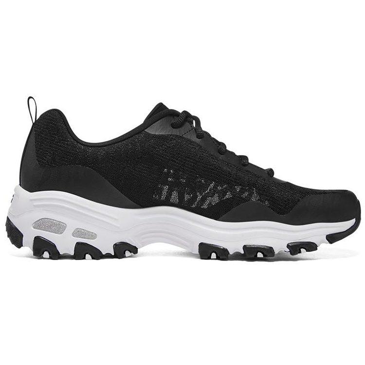 Skechers D'Lites 1.0 Low Dad Shoes Gs Black/White Women's 896027-BKW