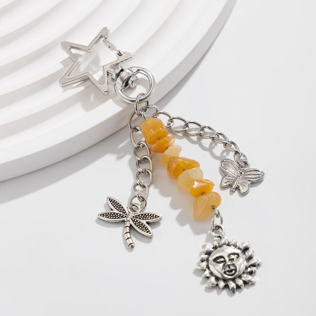 Sweet And Cool Geometric Star And Moon Keychain, Simple Idyllic Irregular Gravel Butterfly Pendant Pendant.