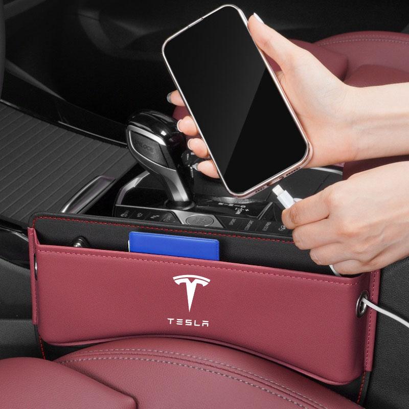 Złapacz szczelin przedniego siedzenia samochodowego Wypełniacz szczeliny bocznej siedzenia Organizer Specjalne pudełko do przechowywania w szczelinie siedzenia dla Tesla Model 3 Model S X Y
