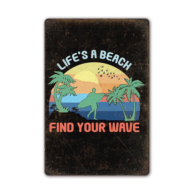 Vintage Tin Art of Summer Beach Scenes: Ideal Wall Murals for American Bar Backdrops and Home Decor