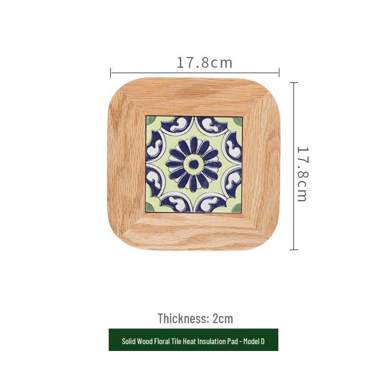 Japanese Oak Flower Tile Heat-Resistant Wooden Pot Mat - Light Luxury Style Anti-Scald Pad.