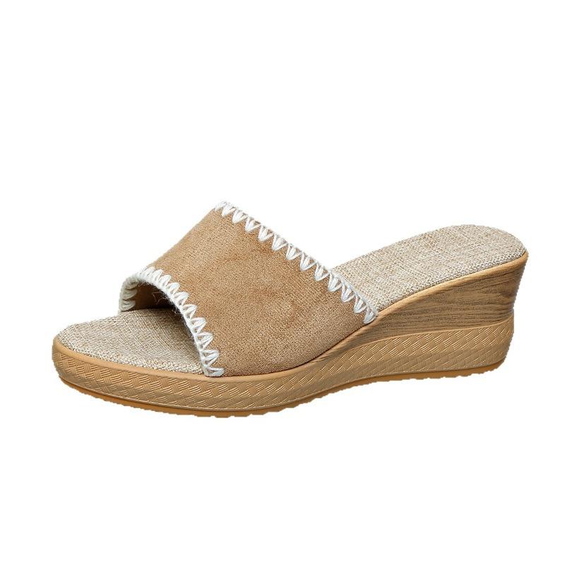 Sommer Zehenfreie Keilsandaletten Damen 2025 Neu Übergröße Muffinplateau Schnürsandalen