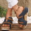 Large Size Thick-soled Wedge Heel with Slippers, Summer New Buckle with Light Foam Bottom Beach Open-toed Women's Shoes