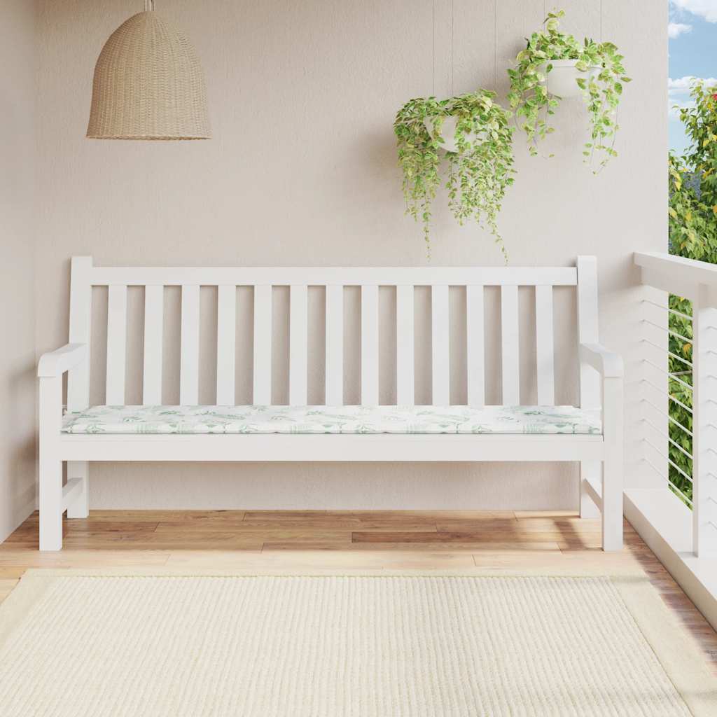 Garden Bench Cushion Leaf Pattern 200 x 50 x 4 cm Fabric