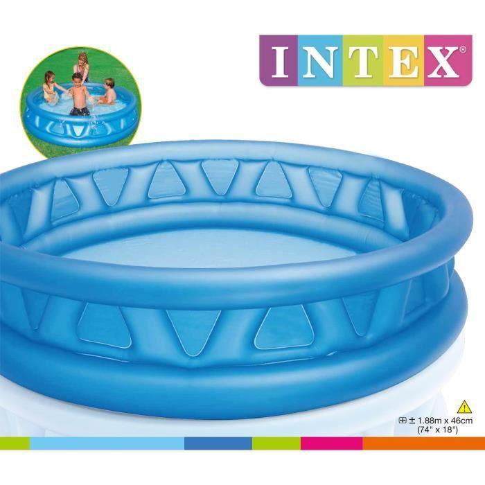 Piscine gonflable ronde Soft Side Pool pour enfant et famille - INTEX - 188x46cm - Capacité 666L - Bleu
