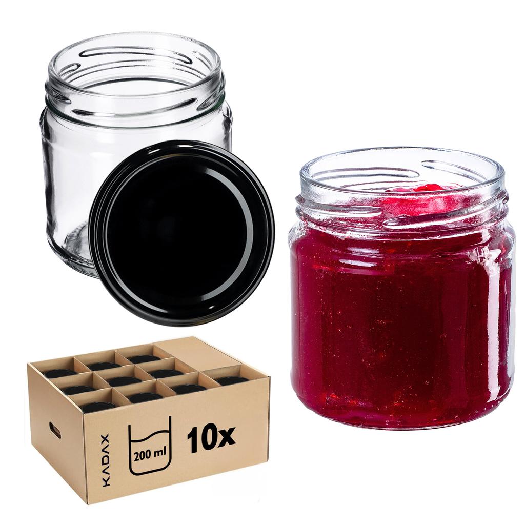 KADAX 10x Glas 200ml + Deckel Fi66 für Konserven Marmelade