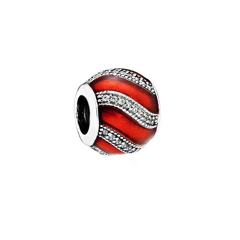 NEW Sparkling Red Series Charm Bead Clip Fit Original Silver Bracelet DIY Jewelry Christmas Gift Reindeer Motorcycle Dangle
