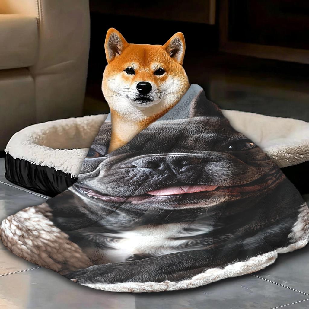 Cute French Bulldog Print Throw Blanket, Soft Warm Cozy Blanket for Bed Sofa Car Camping, Ideal Gift for Dog Lovers, 1PC