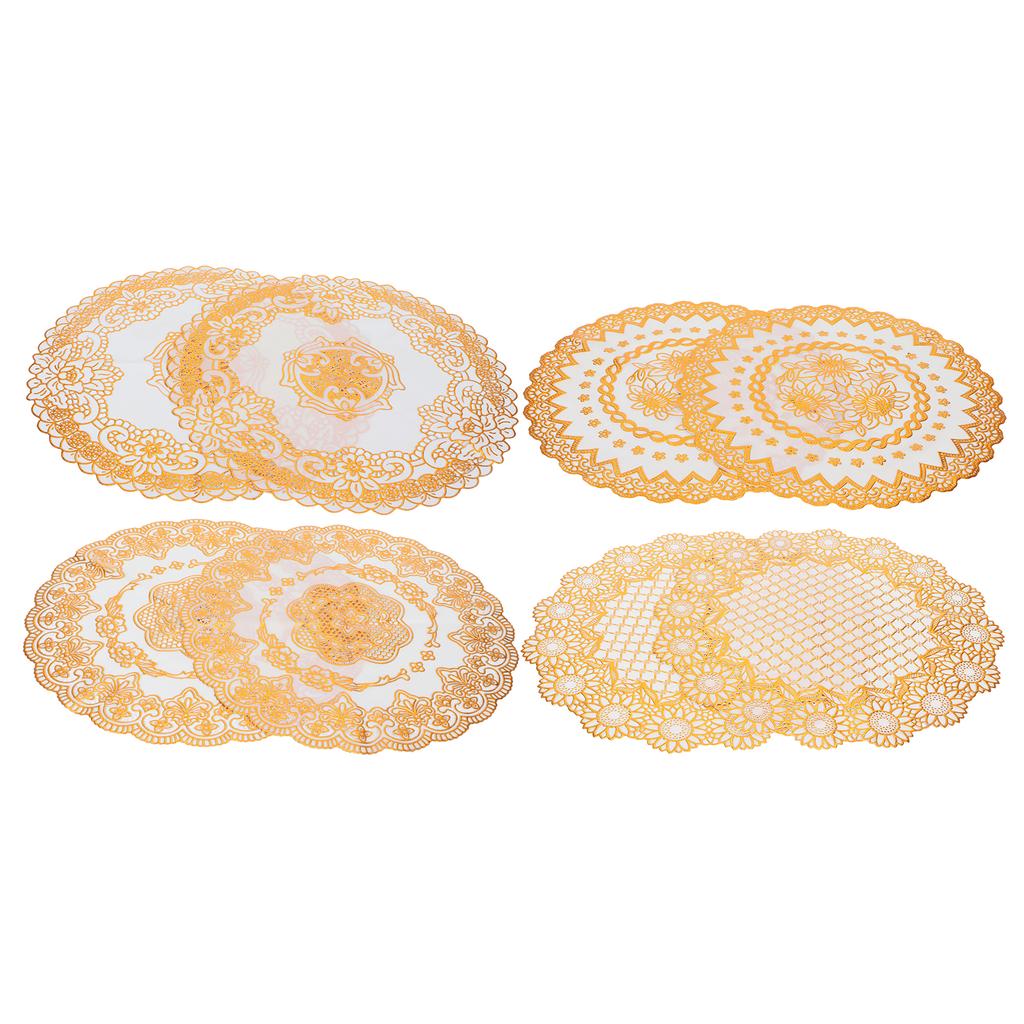 2PCS 38x38cm Table Mats PVC Gold Placemats Cup Mat Coaster for Wedding Party Supplies