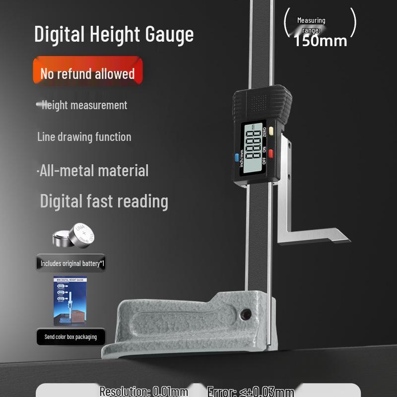 Shengtai Xin Digital Vernier Height Gauge 0-150mm, Stainless Steel Measuring Instrument with Scriber Included, Free Shipping