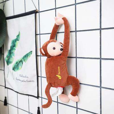 Cartoon Tissue Box Holder Cute Short Plush Tissue Boxes Bracket Auto Armrest Box Car Seat Back Car Decorations Car Tissue Holder