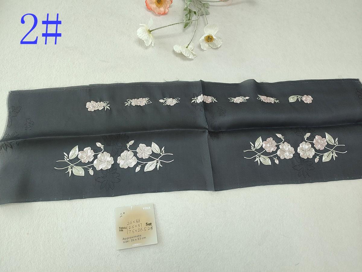 Deep ey Purple Silk Embroidery Piece Hand Stitched Hanfu Sve Material Silver Tead Cysanthemum True Silk Flower