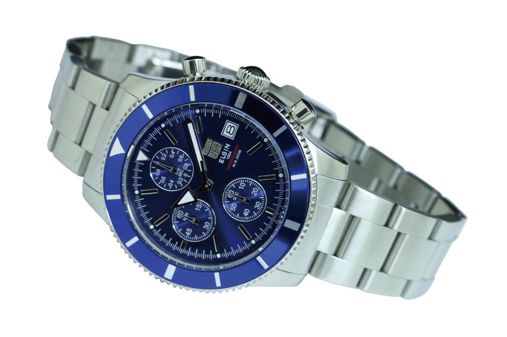 ELGIN Chronograph Watch Blue Men's Diver's FK1420S-BL
