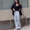 Elssibeui Embroidery Wide Sweat Pants_Gray
