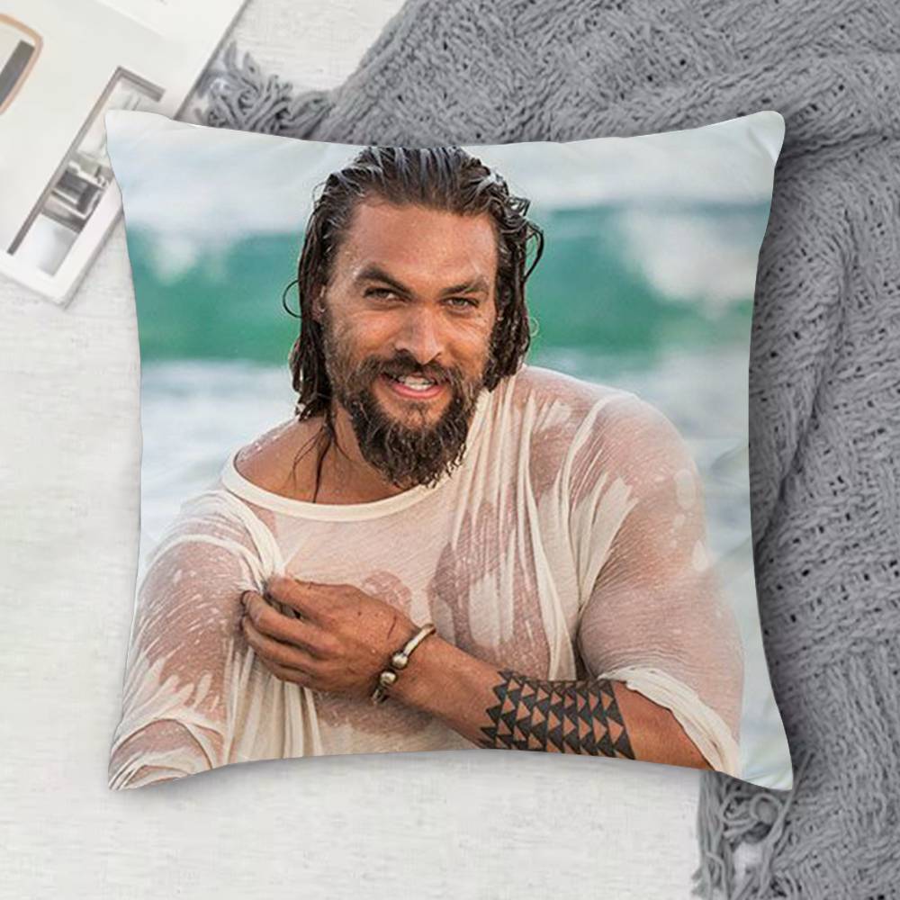 JJason Momoa Doublesided Printed Square Decorative Cushion Cover for Sofa Living Room Home Decor