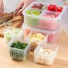4 Grids Refrigerator Storage Box Food Vegetable Fruit Storage Box Fridge Organizer Drain Basket Meat Onion Ginger Clear Crisper