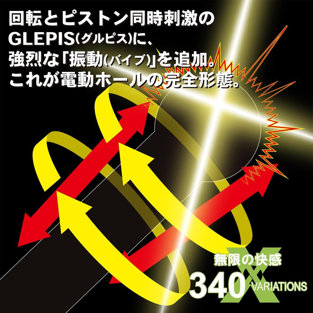 JAPANTOYZ NOL GLEPIS X is an electric masturbator that has perfected rotational and piston and also adds the stimulation of friction, vibrating.