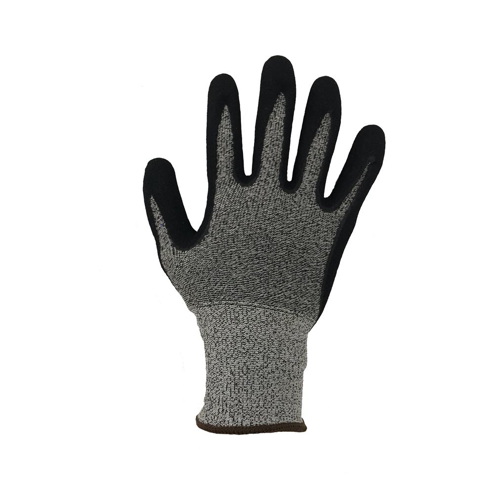 CE EN388 Certified Great Grip Nitrile Coated Construction Gloves Level 5 Anti-Cut Oil Water Resistant HPPE Safety Hand Gloves