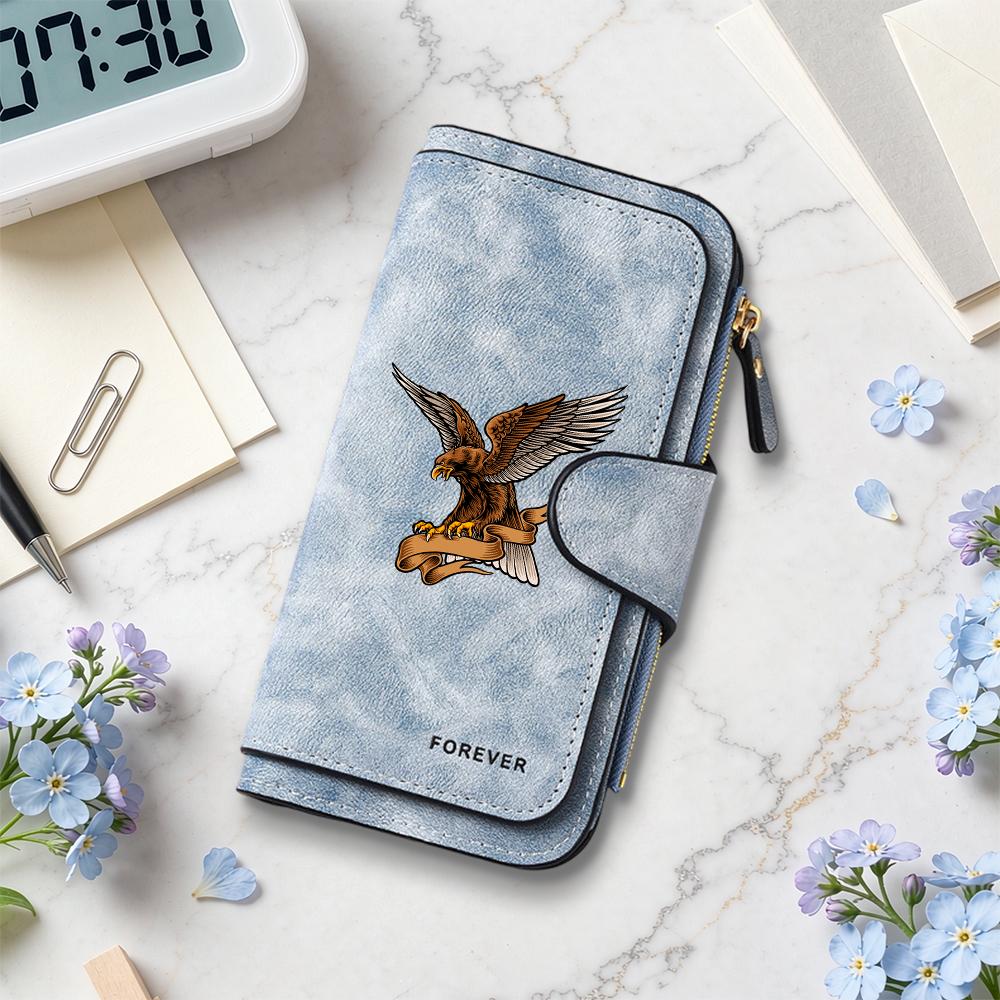 Eagle Printed Long Wallet for Men Women Large Capacity Multi Card Slots Purse Forever Stylish Soft PU Leather Wallet
