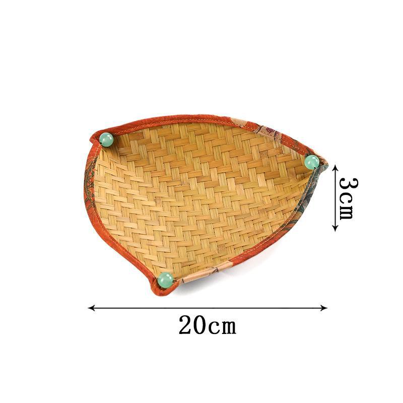 Chinese handmade bamboo fruit plate household living room coffee table fruit basket snack plate dried fruit plate desktop storage plate