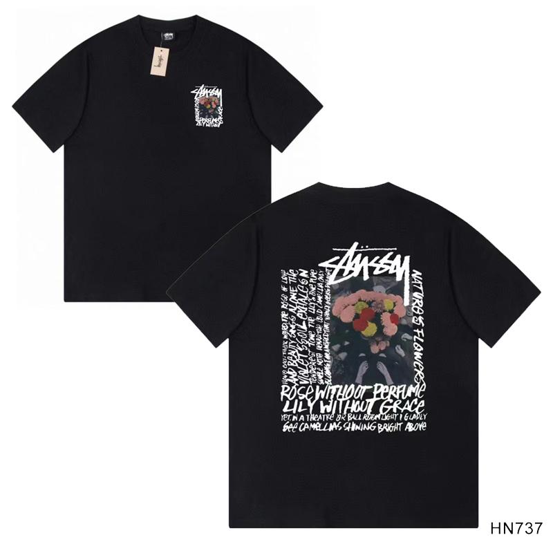 Stussy 2025 Sommer Neues Hochwertiges Rundhals-T-Shirt aus Baumwolle für Männer und Frauen Klassisches Logo mit neuem Musterdruck Paar-T-Shirt