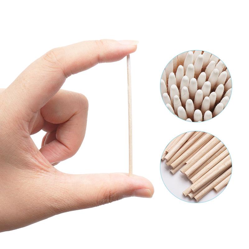Pointed Wooden Cotton Swabs for Eyelash Grafting & Makeup Cleaning