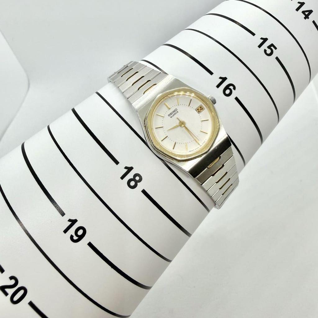 Used SEIKO Seiko Ladies Watch, Combination Color, Date, Octagon, Quartz, Working Condition