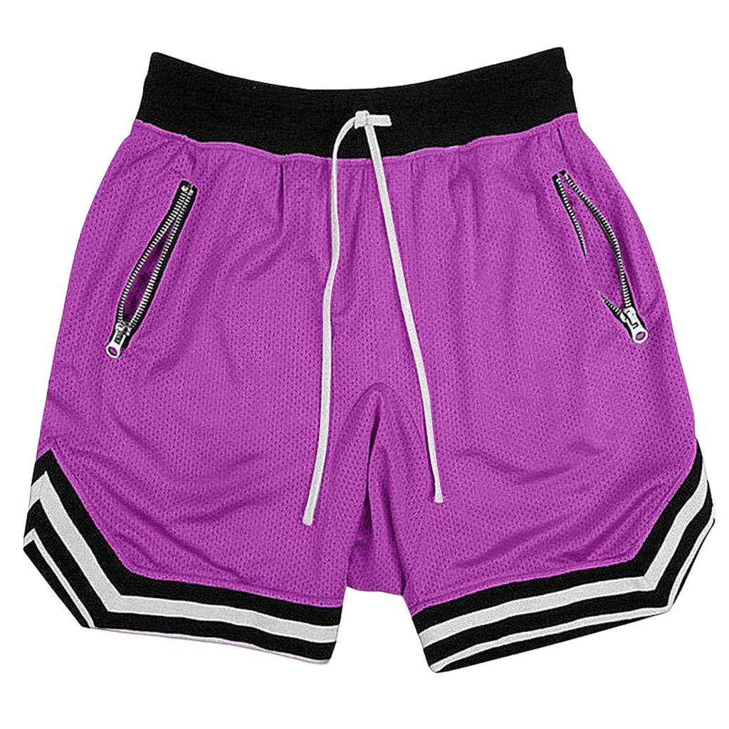 Plus Sizes Trendy Unisex Mesh Basketball Shorts Relaxed Fit Athletic Shorts with Zipper Pockets, Elastic Waist Sporty Shorts for Training & Streetwear