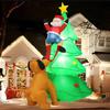 Décorations Gonflables de Noël Chien Poursuit le Père Noël Ornement Lumineux Gonflable de Noël Ambiance de Noël Décor Extérieur Modèle