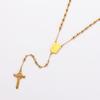 Pendentif Croix Plaqué Or 18K Imperméable Bijoux Collier Chapelet en Acier Inoxydable pour Femmes