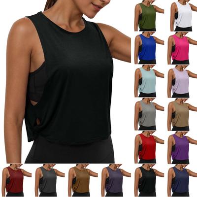 Moda Donna Girocollo Abbigliamento Yoga Senza Maniche Canotta Sportiva Top Casual