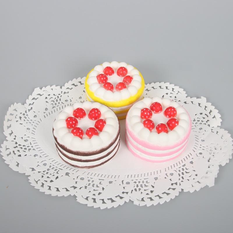 Strawberry Birthday Cake  PU Slow Rising Soft Squeeze Sensory Toy Non-Toxic Anxiety Relief for Teens Office Desk Decor