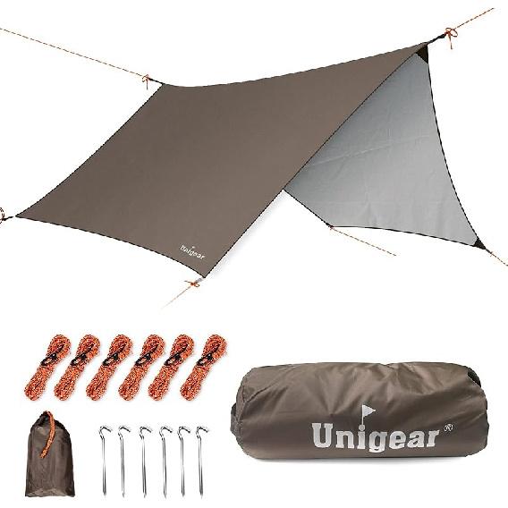 Водонепроницаемый тент-навес Unigear Hexagon Hammock Rain Fly, 15x14 футов/12x10 футов, многофункциональный водонепроницаемый тент для кемпинга, легкий и компактный тент для палатки для бэкпекинга, хайкинга, 12 x 10 ft