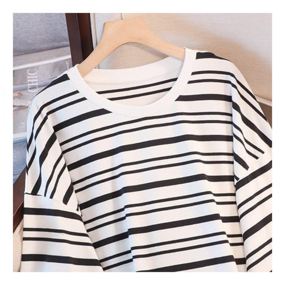 Navava Loose FiT Round Neck STripe Long Sleeve T shirT nT1942