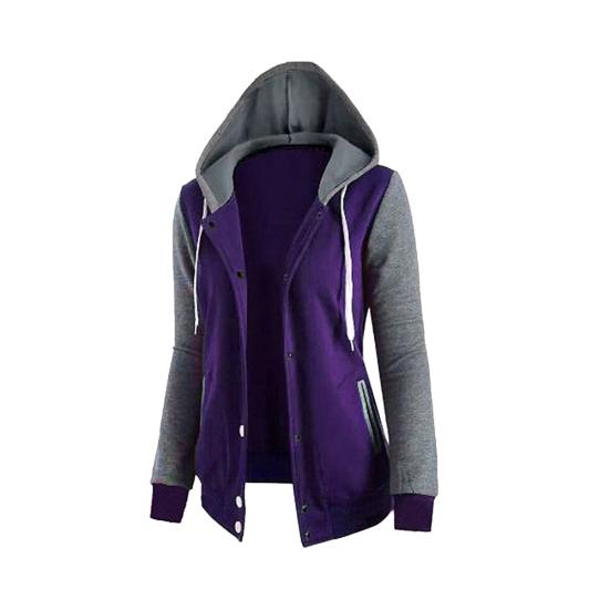 Automne Sports Femmes Sweat à Capuche Color Block Manteau Manches Longues Veste à Capuche Vêtement d'Extérieur