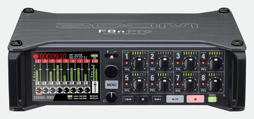 

ZOOM Zoom F8nPro Field Recorder Equipped with Dual AD Supports 8 Channel Supports 32bit Float Recording Converter, Input, чорний