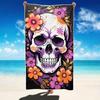 Skull Red Roses Beach Towel Gothic Illustration Art Print Quick Dry Sandproof Absorbent Towel for Beach Pool Travel Vacation