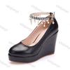 Fashion 11cm White Round Head Wedges Platform Shoes Women Tassel Flowing High Heel Shoes Plus Size 42 for Wedding Party Chaussure Femme