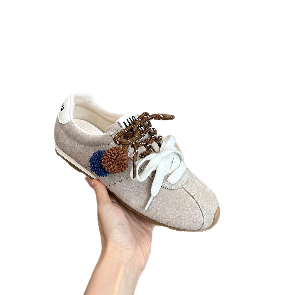 Innere Höhenerhöhung 5 cm Doppel-Schnürung Deutsche Trainingsschuhe Damen 2025 Herbst neu lässige Sport-Forrest-Gump-Schuhe Retro kleine weiße Schuhe