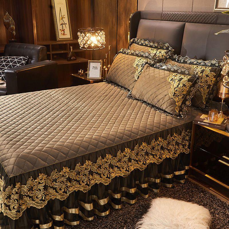 3 szt. Zagęszczona Koronkowa Falbana Jesienno-Zimowa, Kryształowy Aksamit Koronkowa Nakładka na Łóżko, Miękka i Wygodna, Pościel do Sypialni i Pokoju Gościnnego
