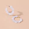 Ohmei Kuai Jing Fashion-forward White Acetate Alloy Flower Edge Earrings For Weddings