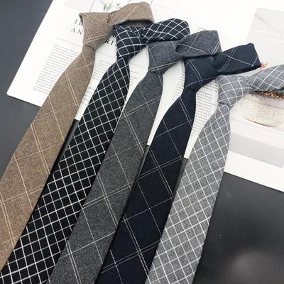 Korean Style 6cm Narrow Black Gray Men's Fashion Tie - Versatile Retro JK Design