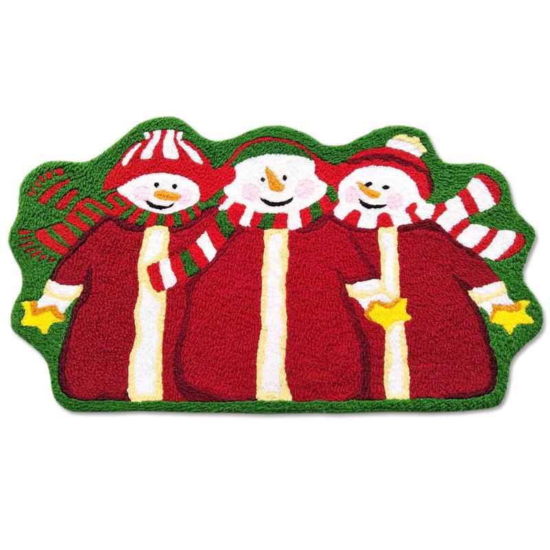 Santa Claus Faux Cashmere Holiday Floor Mat - Dirt & Wear-Resistant, Easy-to-Clean Christmas Decoration
