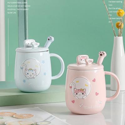 Кружка для кота з кришкою ложкою керамічна чашка чашка для кави чашки оригінальні кружки чашки для кави та чаю новорічні кружки посуд для напоїв красива