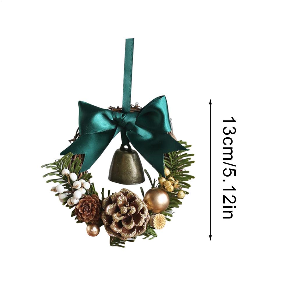 

Christmas Door Wreath Mini 5 Inch Bell Bow Wreath Decor Artificial Holiday Garland For Christmas Holiday Fireplace Mantle Porch зелений