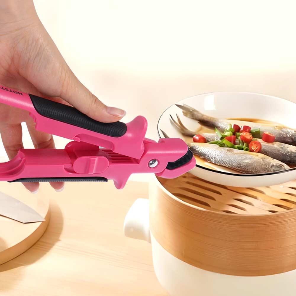 Silicone Handle Anti-scald Gripper Clip Non-slip Dish Lifter Clips Retriever Tong  Hot Dish